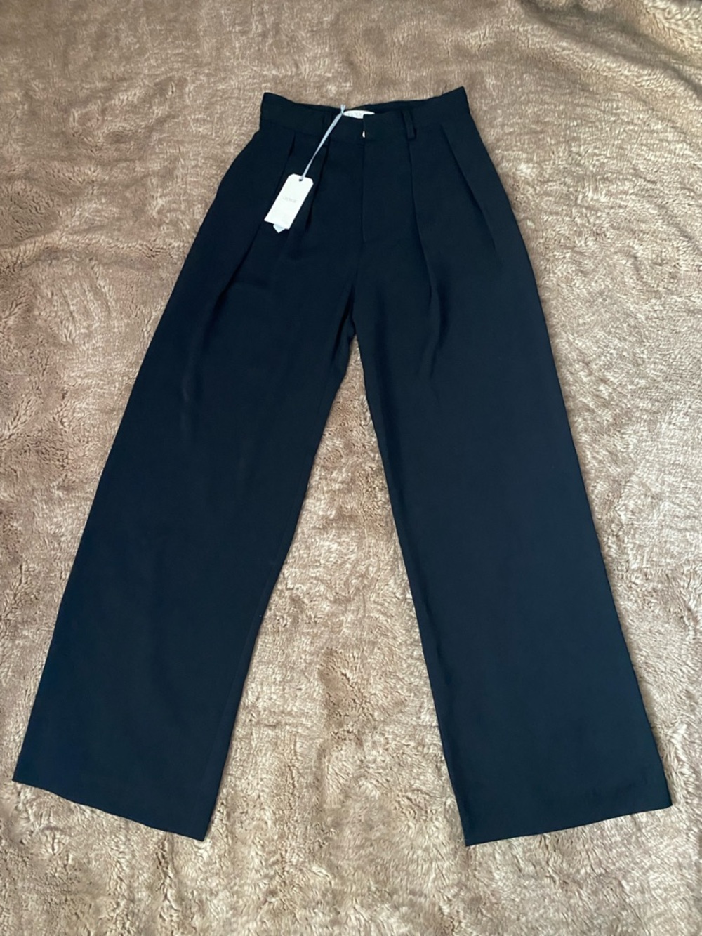 George Navy Wide-Leg High-Rise Trousers